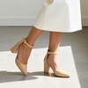 image:imageDREAM PAIRS Womens Closed Pointed Toe High Chunky Heels Pumps Ankle Strap Dress Shoes for Wedding Office Party 3 InchesNudenubuck