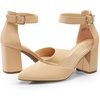 image:imageDREAM PAIRS Womens Closed Pointed Toe High Chunky Heels Pumps Ankle Strap Dress Shoes for Wedding Office Party 3 InchesNudenubuck