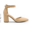 image:imageDREAM PAIRS Womens Closed Pointed Toe High Chunky Heels Pumps Ankle Strap Dress Shoes for Wedding Office Party 3 InchesNudenubuck