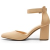 image:imageDREAM PAIRS Womens Closed Pointed Toe High Chunky Heels Pumps Ankle Strap Dress Shoes for Wedding Office Party 3 InchesNudenubuck