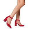 image:imageDREAM PAIRS Womens Closed Pointed Toe High Chunky Heels Pumps Ankle Strap Dress Shoes for Wedding Office Party 3 InchesRed