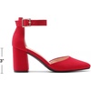 image:imageDREAM PAIRS Womens Closed Pointed Toe High Chunky Heels Pumps Ankle Strap Dress Shoes for Wedding Office Party 3 InchesRed