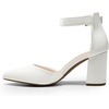 image:imageDREAM PAIRS Womens Closed Pointed Toe High Chunky Heels Pumps Ankle Strap Dress Shoes for Wedding Office Party 3 InchesWhitepu
