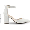 image:imageDREAM PAIRS Womens Closed Pointed Toe High Chunky Heels Pumps Ankle Strap Dress Shoes for Wedding Office Party 3 InchesWhitepu