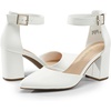 image:imageDREAM PAIRS Womens Closed Pointed Toe High Chunky Heels Pumps Ankle Strap Dress Shoes for Wedding Office Party 3 InchesWhitepu