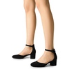 image:imageDREAM PAIRS Womens Closed Round Toe Low Block Heels Ankle Strap Chunky Heel Pumps Dress Wedding Office Party ShoesBlacknubuck