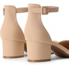 image:imageDREAM PAIRS Womens Closed Round Toe Low Block Heels Ankle Strap Chunky Heel Pumps Dress Wedding Office Party ShoesNude
