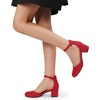 image:imageDREAM PAIRS Womens Closed Round Toe Low Block Heels Ankle Strap Chunky Heel Pumps Dress Wedding Office Party ShoesRed