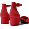 image:imageDREAM PAIRS Womens Closed Round Toe Low Block Heels Ankle Strap Chunky Heel Pumps Dress Wedding Office Party ShoesRed
