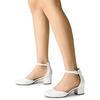 image:imageDREAM PAIRS Womens Closed Round Toe Low Block Heels Ankle Strap Chunky Heel Pumps Dress Wedding Office Party ShoesWhite