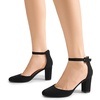 image:imageDREAM PAIRS Womens Closed Toe Chunky Heels Ankle Strap Low Block Heels Round Toe Dress Bridal Wedding Pumps ShoesBlacknubuck