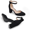 image:imageDREAM PAIRS Womens Closed Toe Chunky Heels Ankle Strap Low Block Heels Round Toe Dress Bridal Wedding Pumps ShoesBlacknubuck
