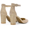 image:imageDREAM PAIRS Womens Closed Toe Chunky Heels Ankle Strap Low Block Heels Round Toe Dress Bridal Wedding Pumps ShoesGoldglitter