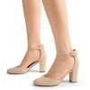 image:imageDREAM PAIRS Womens Closed Toe Chunky Heels Ankle Strap Low Block Heels Round Toe Dress Bridal Wedding Pumps ShoesNudenubuck