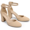 image:imageDREAM PAIRS Womens Closed Toe Chunky Heels Ankle Strap Low Block Heels Round Toe Dress Bridal Wedding Pumps ShoesNudenubuck