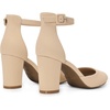 image:imageDREAM PAIRS Womens Closed Toe Chunky Heels Ankle Strap Low Block Heels Round Toe Dress Bridal Wedding Pumps ShoesNudenubuck