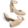 image:imageDREAM PAIRS Womens Closed Toe Chunky Heels Ankle Strap Low Block Heels Round Toe Dress Bridal Wedding Pumps ShoesNudenubuck