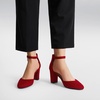 image:imageDREAM PAIRS Womens Closed Toe Chunky Heels Ankle Strap Low Block Heels Round Toe Dress Bridal Wedding Pumps ShoesRed