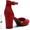 image:imageDREAM PAIRS Womens Closed Toe Chunky Heels Ankle Strap Low Block Heels Round Toe Dress Bridal Wedding Pumps ShoesRed