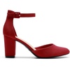 image:imageDREAM PAIRS Womens Closed Toe Chunky Heels Ankle Strap Low Block Heels Round Toe Dress Bridal Wedding Pumps ShoesRed