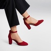 image:imageDREAM PAIRS Womens Closed Toe Chunky Heels Ankle Strap Low Block Heels Round Toe Dress Bridal Wedding Pumps ShoesRed