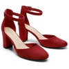 image:imageDREAM PAIRS Womens Closed Toe Chunky Heels Ankle Strap Low Block Heels Round Toe Dress Bridal Wedding Pumps ShoesRed