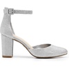 image:imageDREAM PAIRS Womens Closed Toe Chunky Heels Ankle Strap Low Block Heels Round Toe Dress Bridal Wedding Pumps ShoesSilverglitter