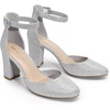 image:imageDREAM PAIRS Womens Closed Toe Chunky Heels Ankle Strap Low Block Heels Round Toe Dress Bridal Wedding Pumps ShoesSilverglitter