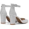 image:imageDREAM PAIRS Womens Closed Toe Chunky Heels Ankle Strap Low Block Heels Round Toe Dress Bridal Wedding Pumps ShoesSilverglitter