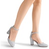 image:imageDREAM PAIRS Womens Closed Toe Chunky Heels Ankle Strap Low Block Heels Round Toe Dress Bridal Wedding Pumps ShoesSilverglitter