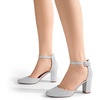 image:imageDREAM PAIRS Womens Closed Toe Chunky Heels Ankle Strap Low Block Heels Round Toe Dress Bridal Wedding Pumps ShoesSilverglitter