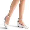 image:imageDREAM PAIRS Womens Closed Toe Chunky Heels Ankle Strap Low Block Heels Round Toe Dress Bridal Wedding Pumps ShoesWhitepu