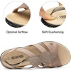 image:imageDREAM PAIRS Womens Comfortable Arch Support Dressy Flat Sandals Elastic Open Toe Walking Shoes for SummerTaupe