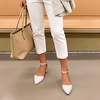 image:imageDREAM PAIRS Womens Dress Shoes Low Heel Pumps Closed Pointed Toe Comfort Casual DOrsay Flats Ankle StrapWhite