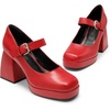 image:imageDREAM PAIRS Womens High Chunky Platform Closed Toe Mary Jane Block Heels Square Toe Strappy Dress Wedding Party Pumps ShoesRedpu