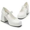 image:imageDREAM PAIRS Womens High Chunky Platform Closed Toe Mary Jane Block Heels Square Toe Strappy Dress Wedding Party Pumps ShoesWhitepu
