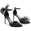 image:imageDREAM PAIRS Womens High Heels Strappy Closed Toe Stiletto Pointed Toe Mesh Bows Ankle Strap DOrsay Sexy Dress Wedding Party Pumps ShoesBlack