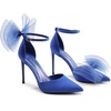image:imageDREAM PAIRS Womens High Heels Strappy Closed Toe Stiletto Pointed Toe Mesh Bows Ankle Strap DOrsay Sexy Dress Wedding Party Pumps ShoesBlue