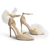 image:imageDREAM PAIRS Womens High Heels Strappy Closed Toe Stiletto Pointed Toe Mesh Bows Ankle Strap DOrsay Sexy Dress Wedding Party Pumps ShoesGoldglitter