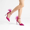 image:imageDREAM PAIRS Womens High Heels Strappy Closed Toe Stiletto Pointed Toe Mesh Bows Ankle Strap DOrsay Sexy Dress Wedding Party Pumps ShoesHot Pink