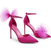 image:imageDREAM PAIRS Womens High Heels Strappy Closed Toe Stiletto Pointed Toe Mesh Bows Ankle Strap DOrsay Sexy Dress Wedding Party Pumps ShoesHot Pink