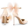 image:imageDREAM PAIRS Womens High Heels Strappy Closed Toe Stiletto Pointed Toe Mesh Bows Ankle Strap DOrsay Sexy Dress Wedding Party Pumps ShoesNude
