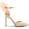 image:imageDREAM PAIRS Womens High Heels Strappy Closed Toe Stiletto Pointed Toe Mesh Bows Ankle Strap DOrsay Sexy Dress Wedding Party Pumps ShoesNude