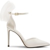 image:imageDREAM PAIRS Womens High Heels Strappy Closed Toe Stiletto Pointed Toe Mesh Bows Ankle Strap DOrsay Sexy Dress Wedding Party Pumps ShoesWhite