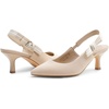 image:imageDREAM PAIRS Womens Kitten Heels Slingback Closed Toe Low Pumps Dress Bridal Elegant Wedding Casual ShoesNude