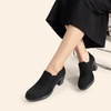 image:imageDREAM PAIRS Womens Low Chunky Block Heels Pumps Comfortable Slipon Heeled Loafers Dress Work Shoes for Office Business LOLABlackSuede
