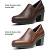 image:imageDREAM PAIRS Womens Low Chunky Block Heels Pumps Comfortable Slipon Heeled Loafers Dress Work Shoes for Office Business LOLADark Brown