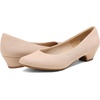 image:imageDREAM PAIRS Womens Mila Low Chunky Heel Pump ShoesNude Suede