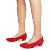 image:imageDREAM PAIRS Womens Mila Low Chunky Heel Pump ShoesRedSuede