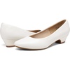 image:imageDREAM PAIRS Womens Mila Low Chunky Heel Pump ShoesWhitePu